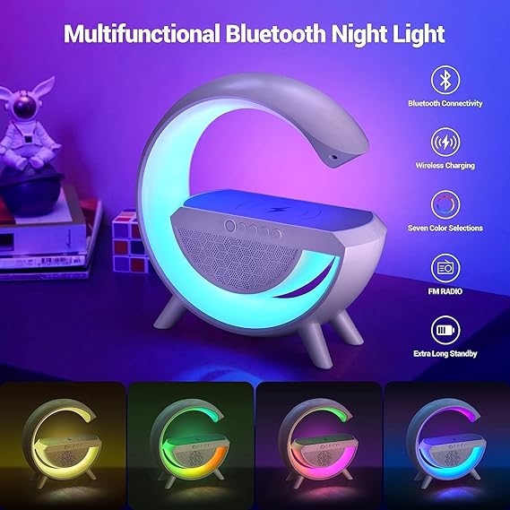 Bluetooth Speaker Lamp-3 in 1 Multi-Function Wireless Fast Charging For Bedroom.