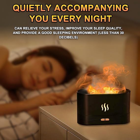 Flame Light Humidifier Diffuser With 7 Colours Changing For Bedroom, Yoga, Work Area, Car.
