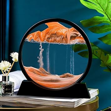 3D Moving Sand Art Picture 5/7inch Hourglass Show Piece For Home Decor, Kids Gift.