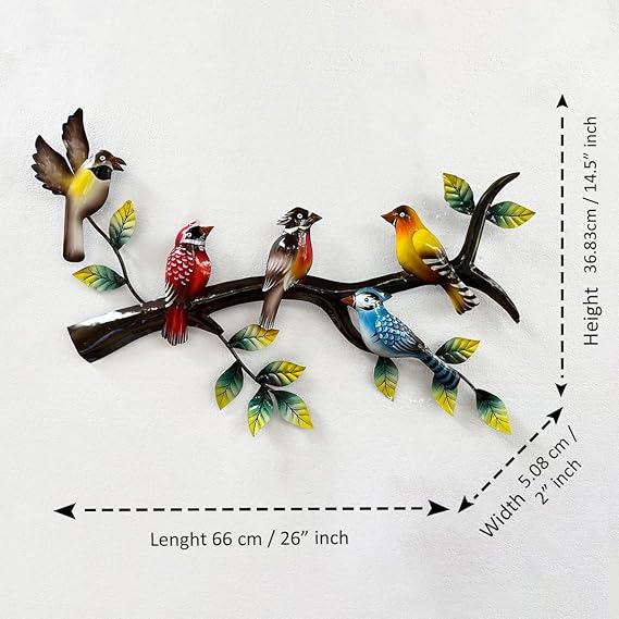 Metal Sparrow Birds Wall Art Decor Hanging Sculpture Wall Mounted for Home Decoration Items