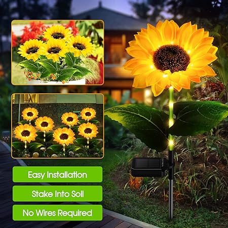Sunflower Shape Decorative Solar LED Lights Waterproof For Patio, Lawn, Garden and Pathway Decoration.
