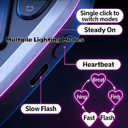 Heart Shaped Car Window Light with Suction Cups Solar Powered & USB Charging
