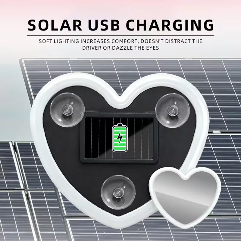 Heart Shaped Car Window Light with Suction Cups Solar Powered & USB Charging