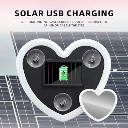 Heart Shaped Car Window Light with Suction Cups Solar Powered & USB Charging