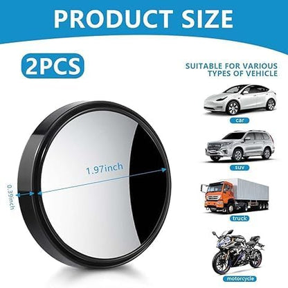 360° Rotatable Convex Wide Angle Rear View Mirrors for Cars SUVs Trucks (Pack of 2)