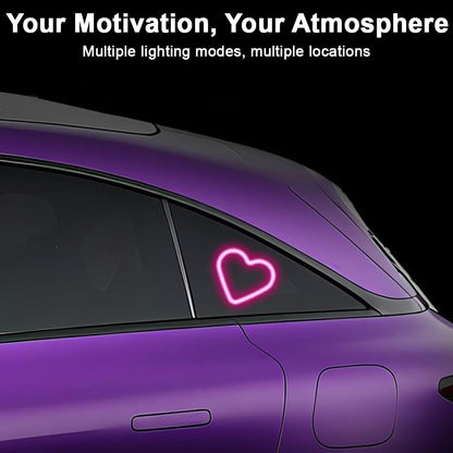 Heart Shaped Car Window Light with Suction Cups Solar Powered & USB Charging