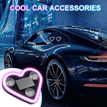 Heart Shaped Car Window Light with Suction Cups Solar Powered & USB Charging