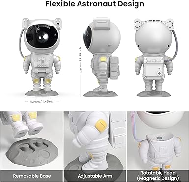 Astronaut Star Projector with Remote Control-360° Adjustable Timer  Night Lamp.