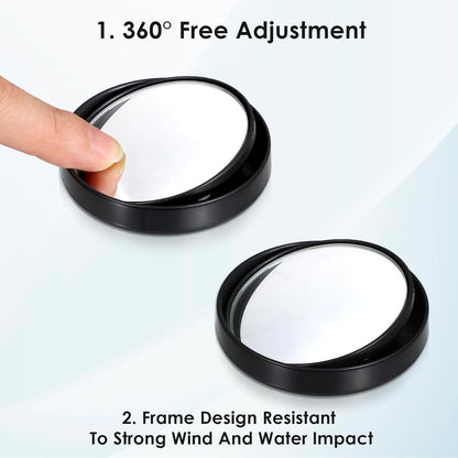 360° Rotatable Convex Wide Angle Rear View Mirrors for Cars SUVs Trucks (Pack of 2)