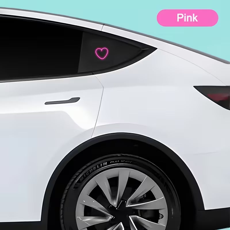 Heart Shaped Car Window Light with Suction Cups Solar Powered & USB Charging