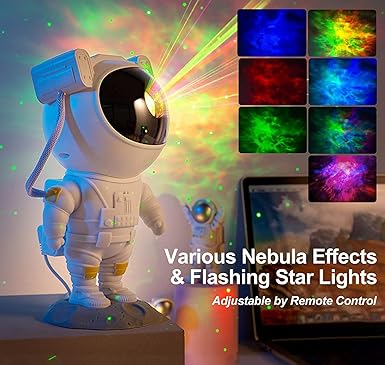 Astronaut Star Projector with Remote Control-360° Adjustable Timer  Night Lamp.