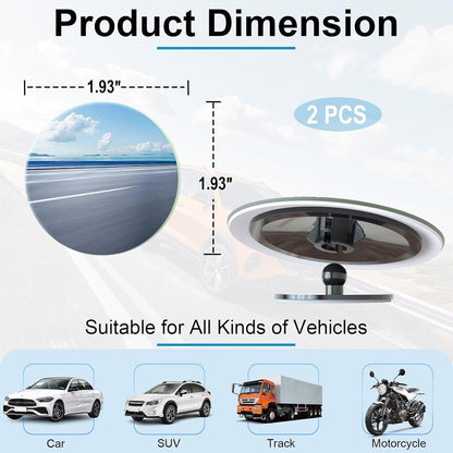360° Rotatable Convex Wide Angle Rear View Mirrors for Cars SUVs Trucks (Pack of 2)