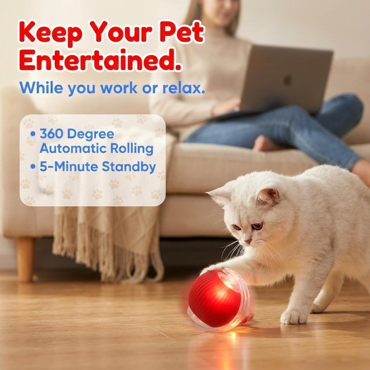 Rechargeable Electric Rolling  Ball For Pets With Lights
