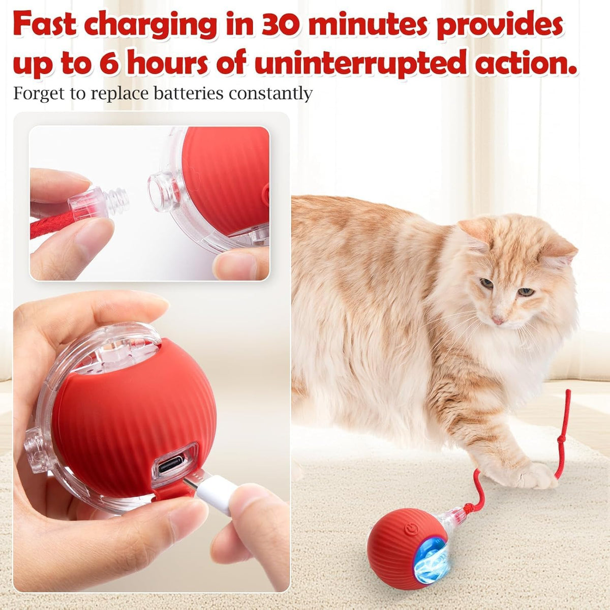 Rechargeable Electric Rolling  Ball For Pets With Lights