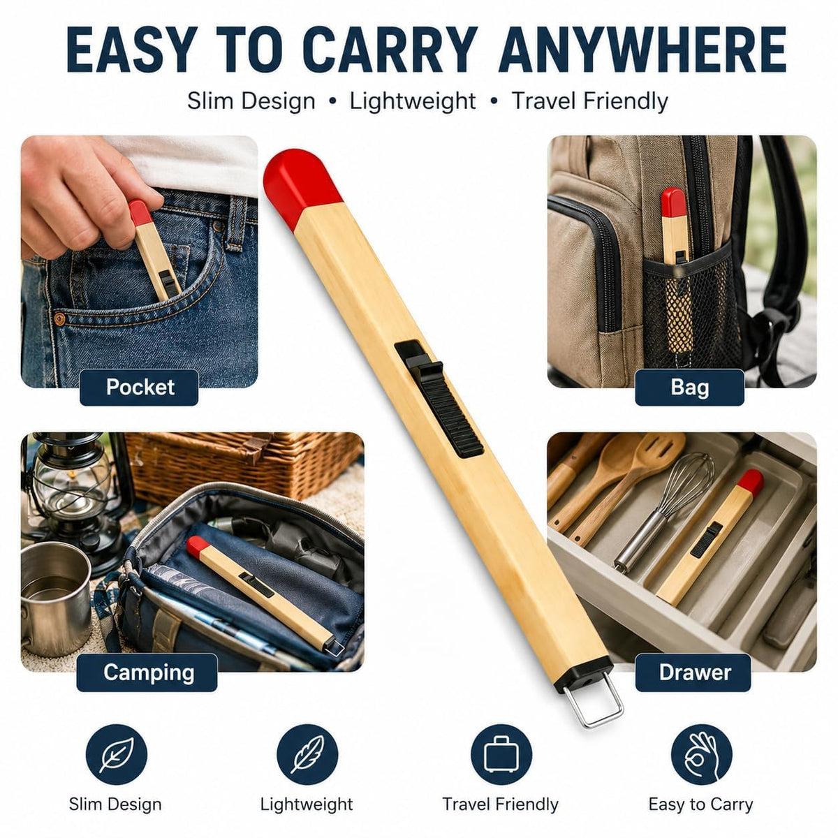 Electric Match Stick Arc Lighter USB Type C Rechargeable