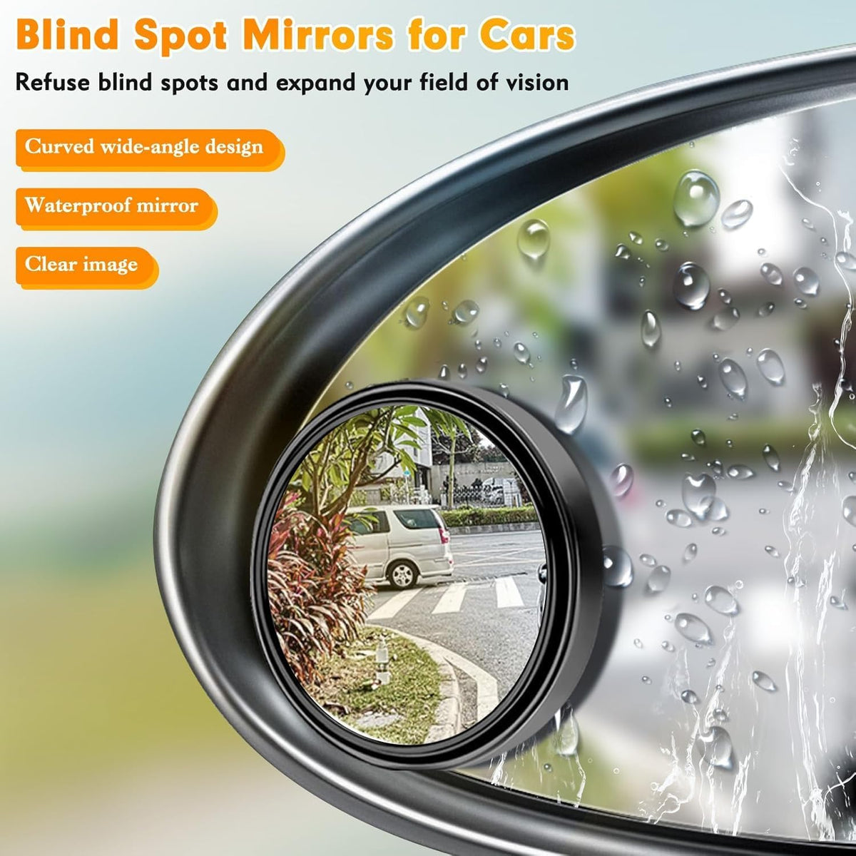 360° Rotatable Convex Wide Angle Rear View Mirrors for Cars SUVs Trucks (Pack of 2)