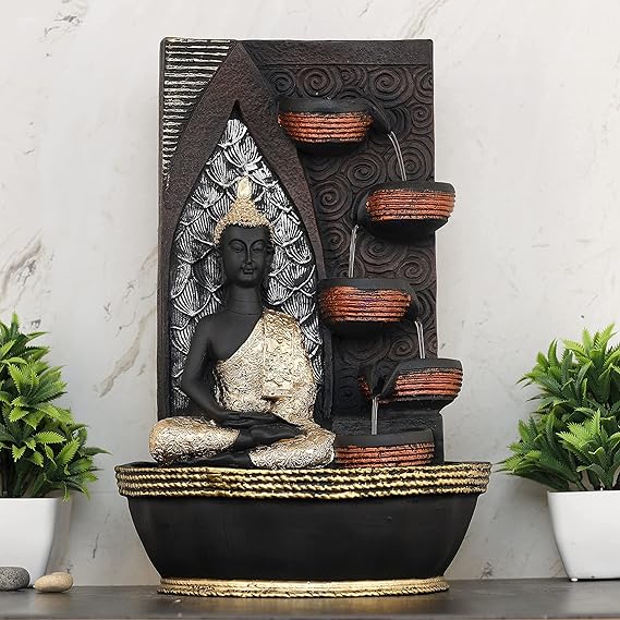 Table Top Indoor Outdoor Water Fall Fountain with LED Lights Home Decor Decoration Gift.