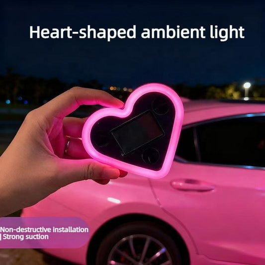Heart Shaped Car Window Light with Suction Cups Solar Powered & USB Charging