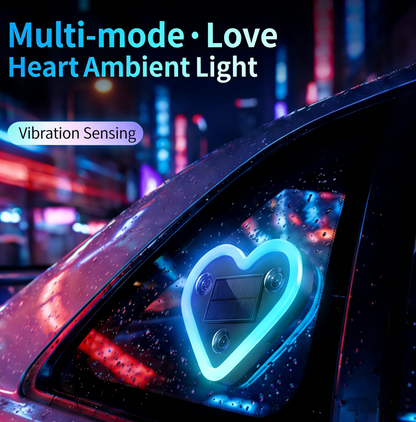 Heart Shaped Car Window Light with Suction Cups Solar Powered & USB Charging