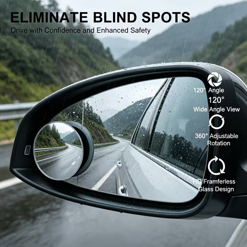 360° Rotatable Convex Wide Angle Rear View Mirrors for Cars SUVs Trucks (Pack of 2)