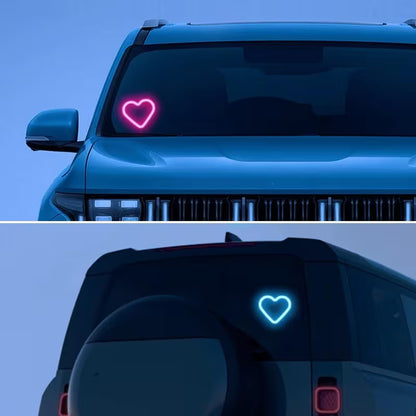 Heart Shaped Car Window Light with Suction Cups Solar Powered & USB Charging