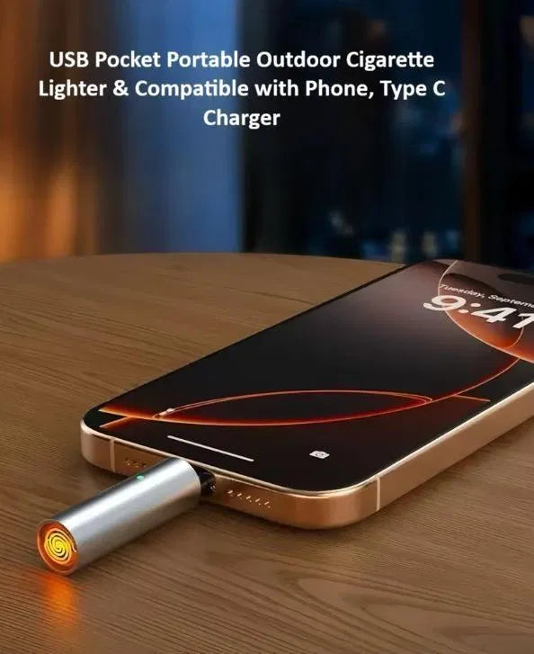 Electric Cigarette Lighter - Plug-in USB Pocket Portable Outdoor Mouth-Blow